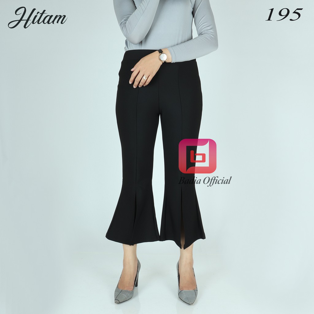 celana cutbray highwaist 3/4 pendek scuba tebal belahan diujung kaki wanita premium