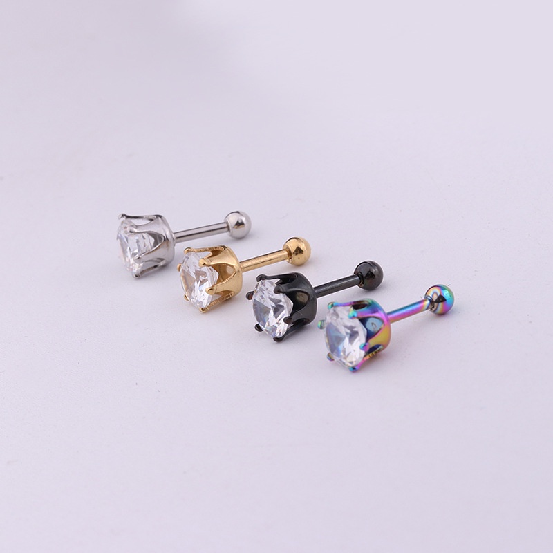 1 Pcs European American Style Colorful Stainless Steel Round Shape Ear Bone Nails Earring