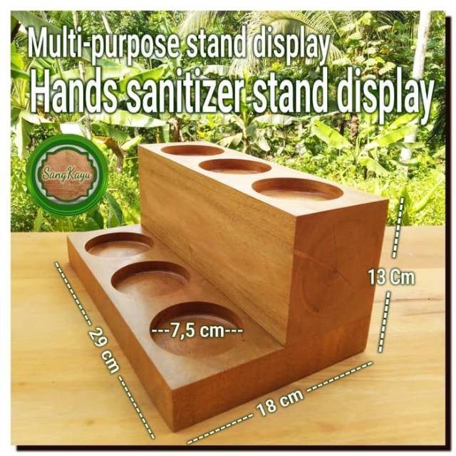 Hand sanitizer Wooden stand display dudukan hand sanitizer