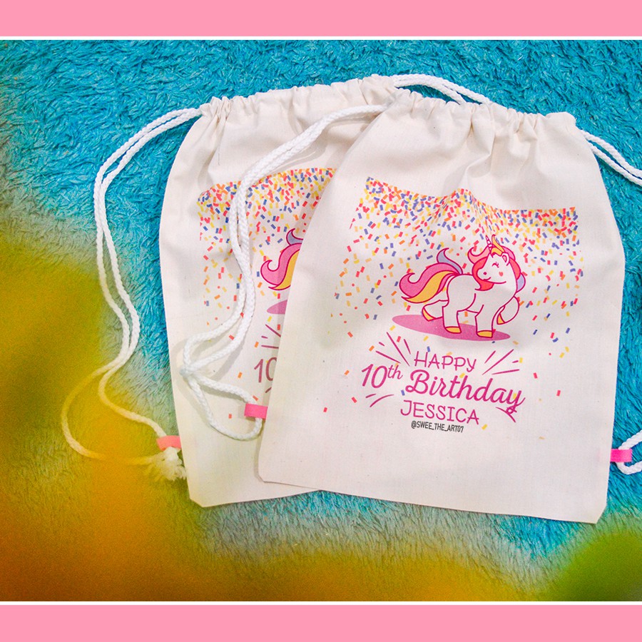 Tas ransel serut belacu / tas ulang tahun desain suka-suka / goodie bag ultah-4