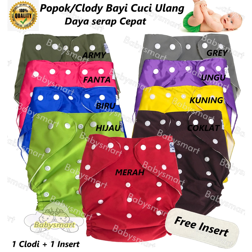 1 Pcs Clodi / Popok Celana Bayi Kain Cuci Ulang / Baby Diaper Pant / Celana Lampin Free Insert kualitas Premium usia 1 - 36 bulan