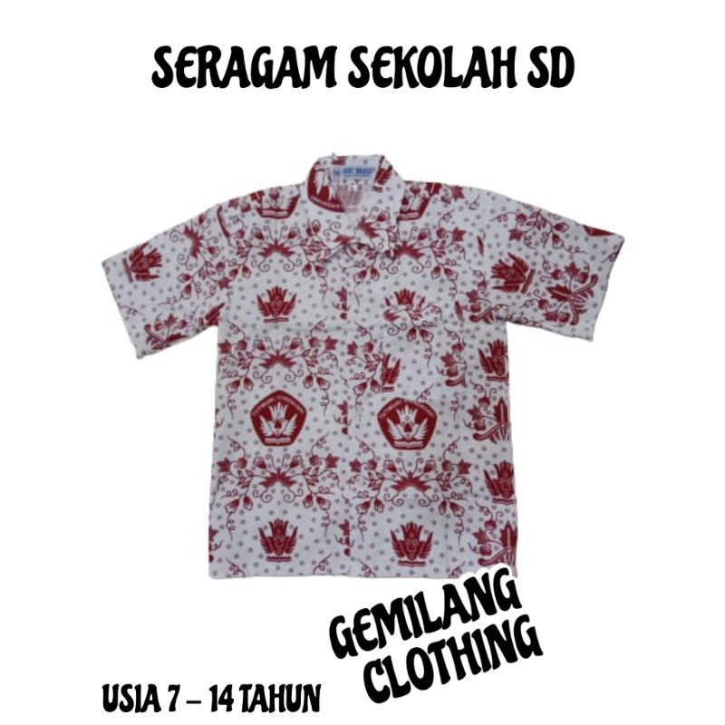 BATIK PENDEK SD // BAJU SERAGAM SEKOLAH ANAK LAKI-LAKI // GEMILANG CLOTHING