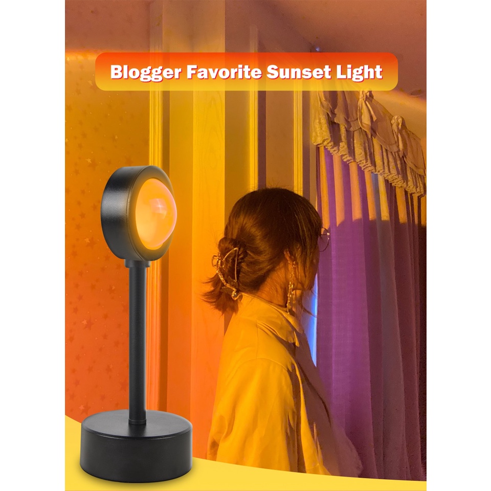 Sunset Lamp Sunset Projector Lampu Sorot Indoor efek matahari terbenam untuk sorot penyanyi lebih mantap atau membuat video unik CANMEIJIA Lampu Sorot Dekorasi Kamar LED Sunset Lamp - C-002 Mood Light Living Room Bedroom Night Light Room Decor Bar