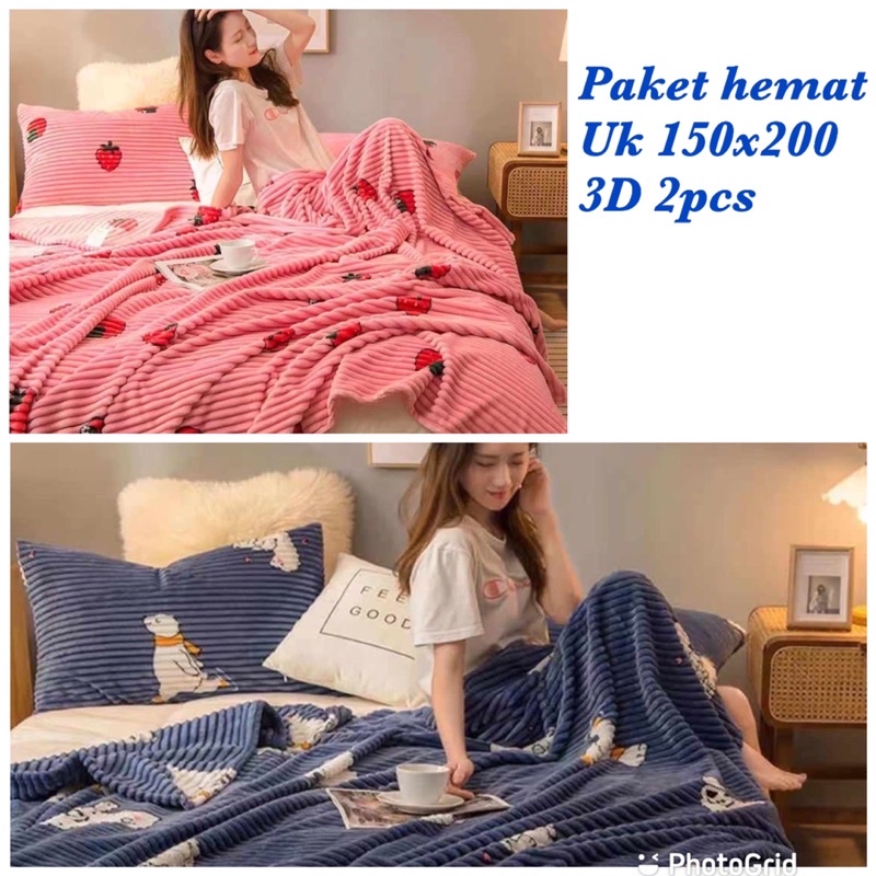 Selimut Paket Hemat 2pcs Size 180x200 New