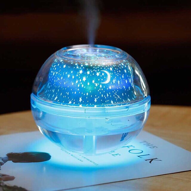 LED Air Purifier Diffuser Humidifier Proyektor Lampu Tidur Bulan Bintang / Pelembab Ruangan ber AC