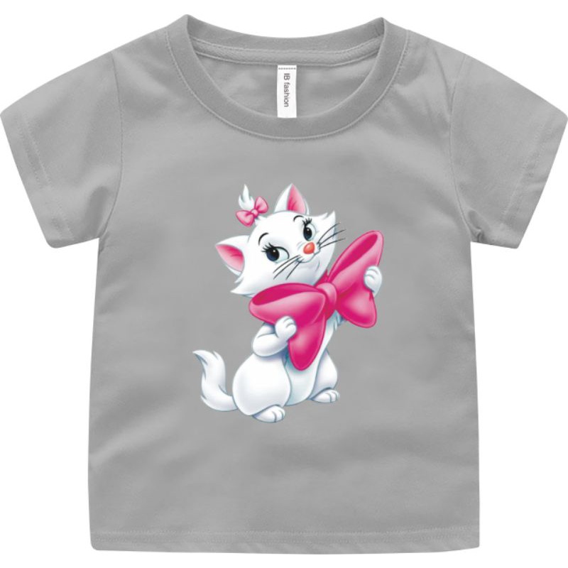 Kaos Anak Perempuan kucing Pita Baju Anak Cewek T-shirt anak Atasan Anak 2-10 Tahun