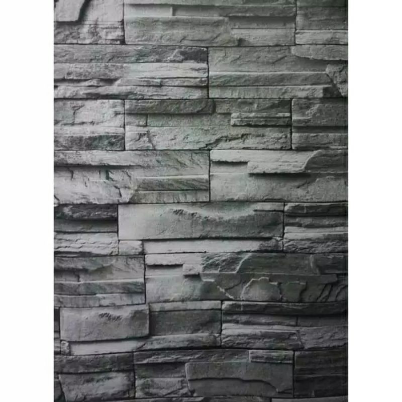 Wallpaper Dinding Motif Batu Alam Gelap Tua Ukuran Panjang 10Meter x Lebar 45Cm