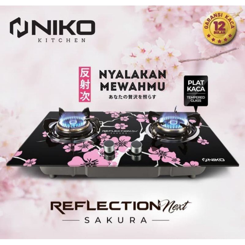 (Go-Jek) Kompor Tanam NIKO Sakura Body Tempered Glass Reflection