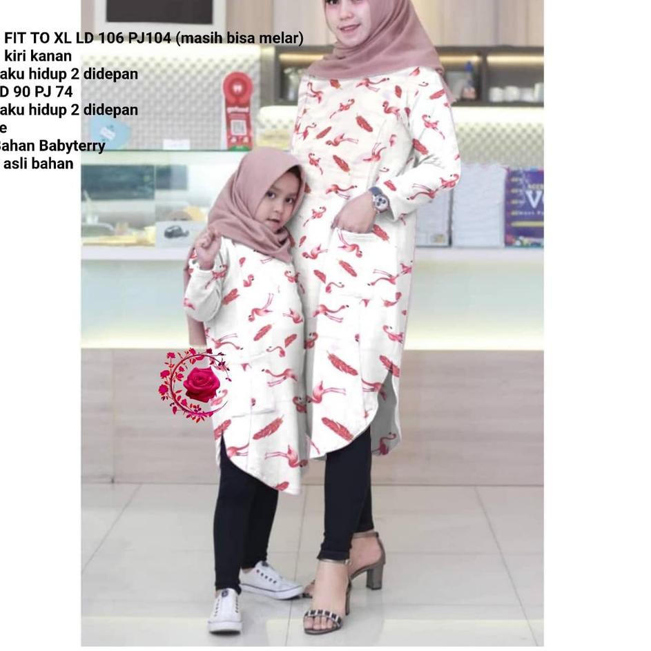 LANGSUNG ATC.. (COD BISA BAYAR DITEMPAT) Kaina Shop / Cp Tunik Flaminggo / Tunik Couple Ibu Dan Anak