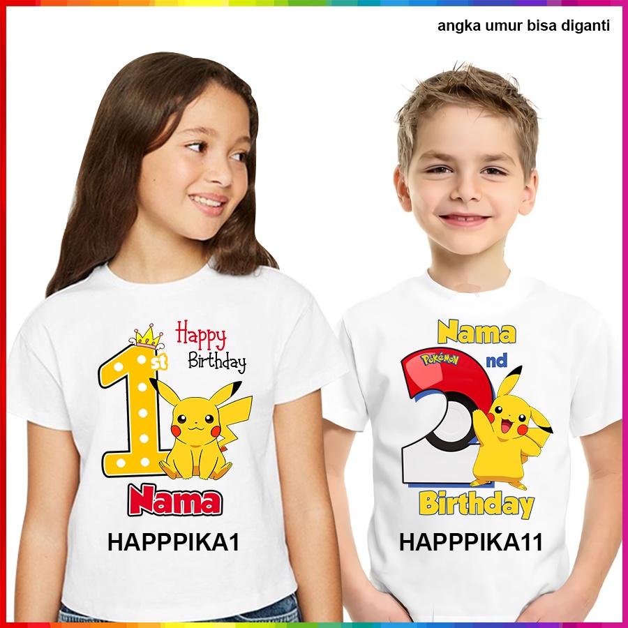 Baju Kaos ANAK DAN DEWASA PIKACHU COUPLE (FREE NAMA)