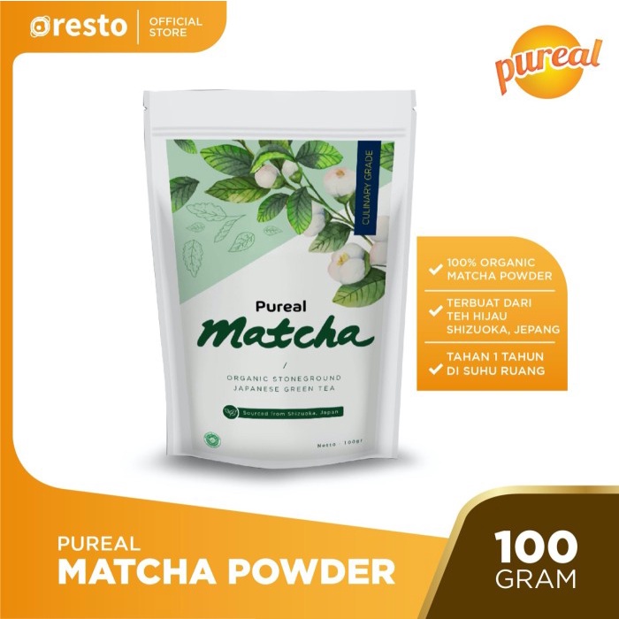 

(BISA COD) Pureal Matcha - Japanese Matcha Powder / Bubuk Green Tea 100 gr