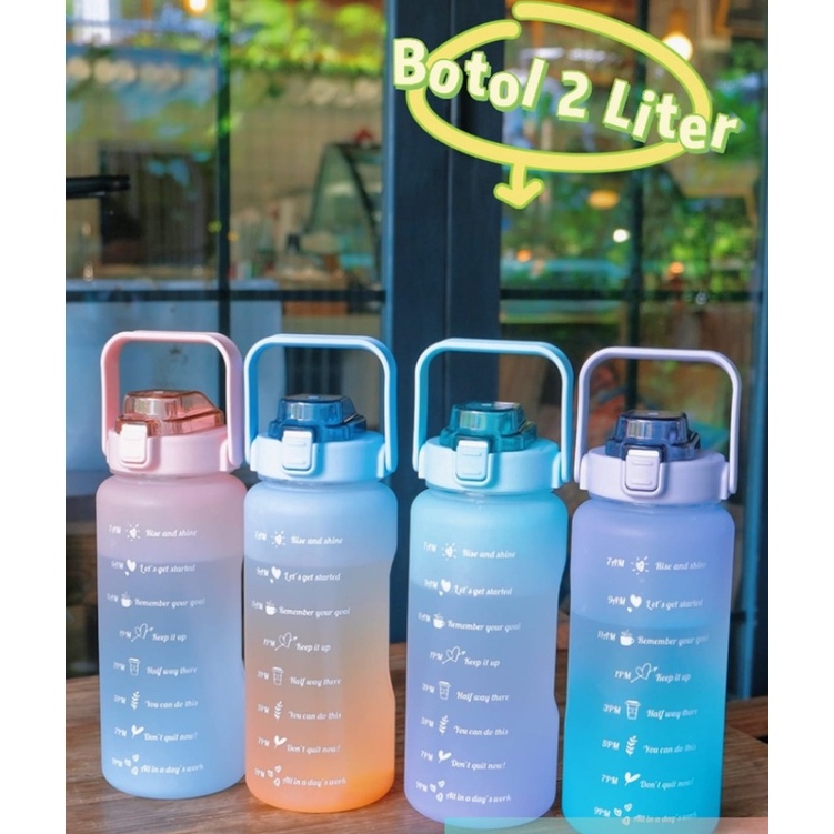 (MANYTHING) QUITFIT BOTTLE - BOTOL MINUM MOTIVASI PENANDA WAKTU - BOTOL MINUM 2 LITER - BOTOL MINUM OLAHRAGA