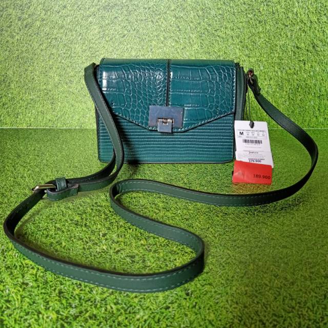 Stradivarius Croco Sling Bag (Green)