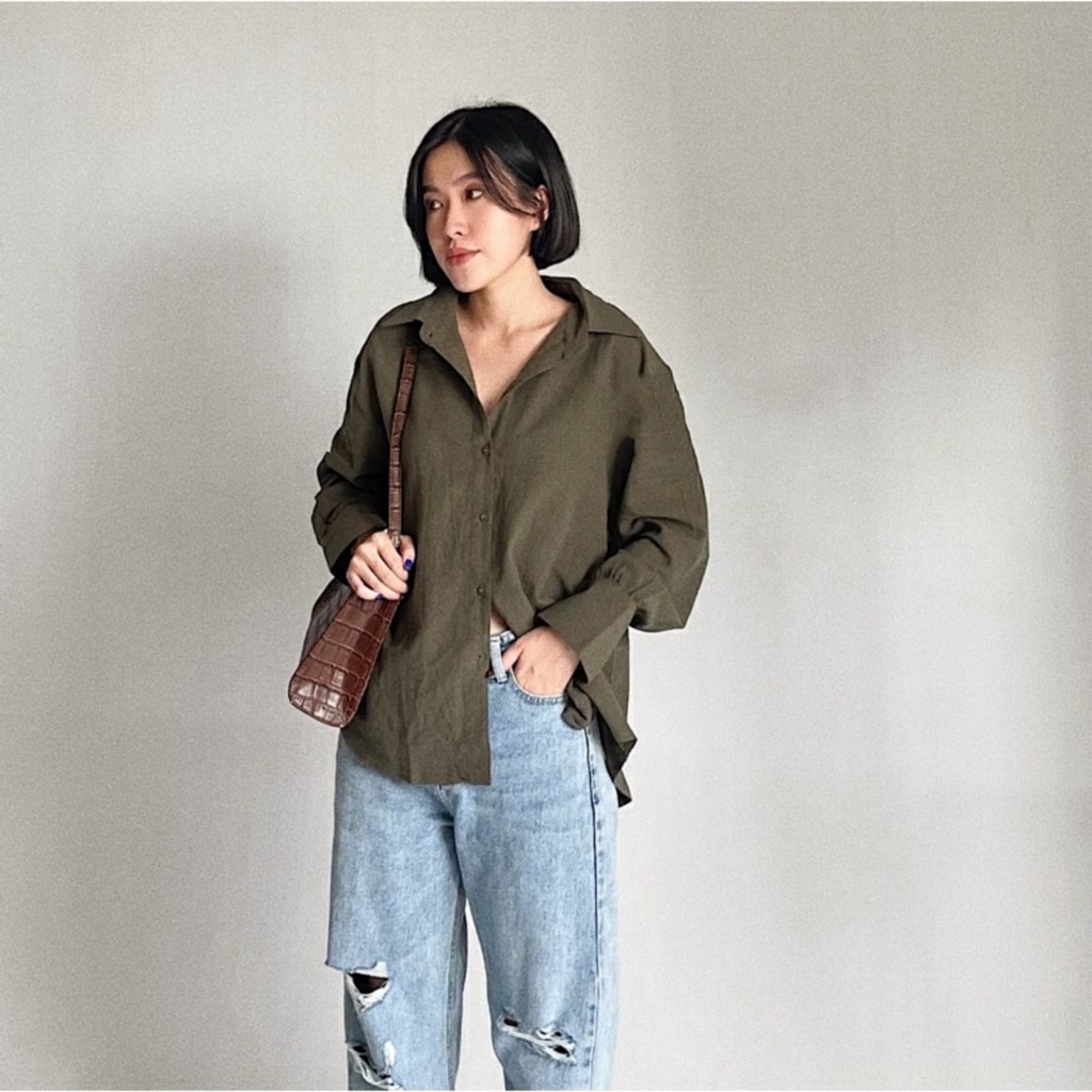 BEFAST - ZFS OOTD Kemeja Wanita GIAN / LIZA LINEN SHIRT / Kemeja Wanita / Atasan Kemeja Hem / Kemeja Polos Casual / Fashion Wanita Kerja / Kem Lengan Panjang Formal / Teralris / Kemeja Bayak Warna / Outfit Trendy