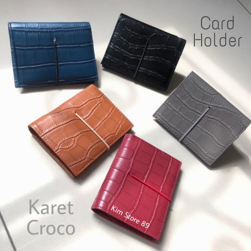 Dompet Kartu Card Holder Pria Wanita Karet Croco