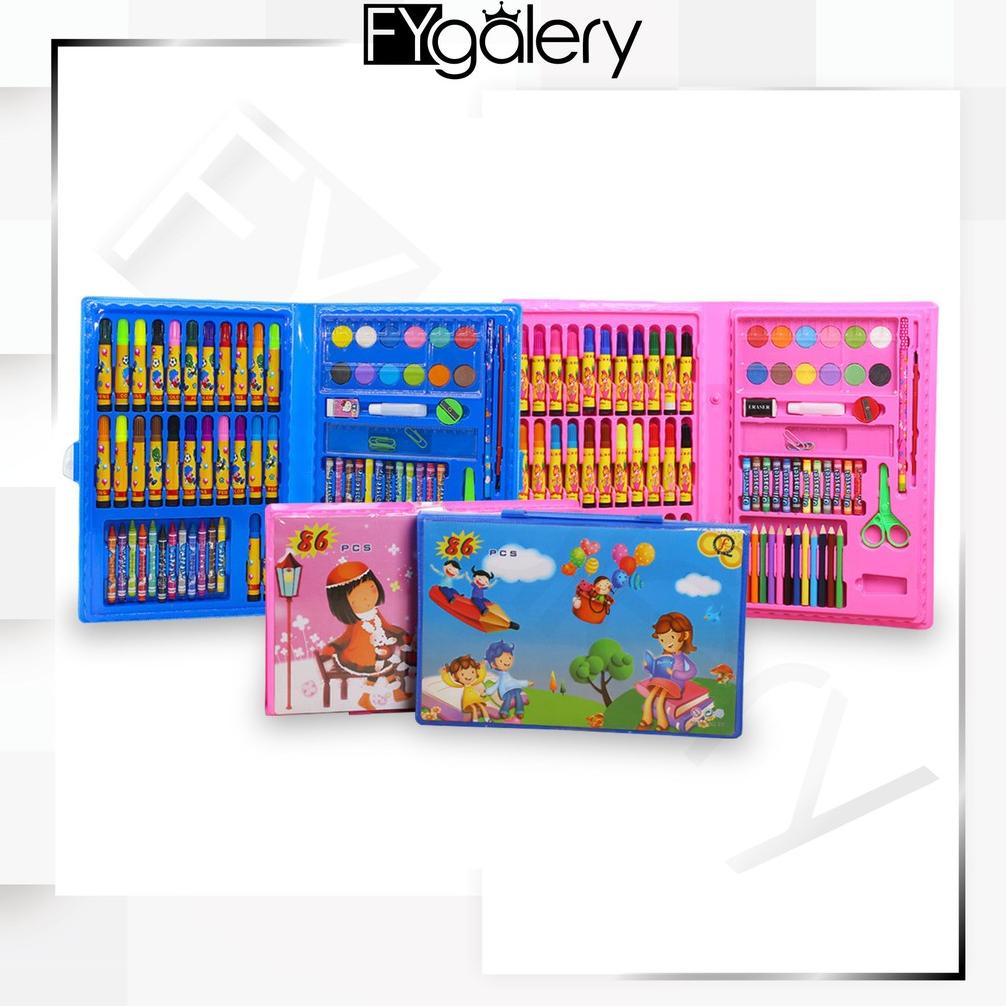 

[(BAYAR DITEMPAT) FYGALERY Crayon Set Isi 86 Pensil Warna Cat Air Alat Lukis Karakter Stationary Color Pencil Murah