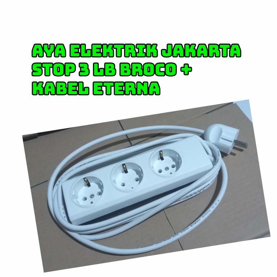 TTBDG STOP BROCO 3 LOBANG + KABEL STEKER 5 METER STOP KONTAK BROCO RAKITAN