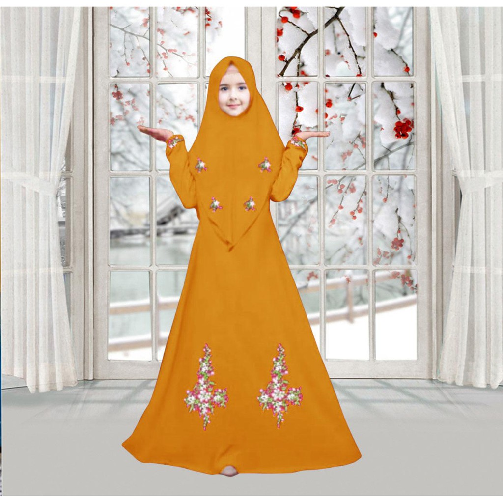 HOPYLOVY - Gamis Anak Perempuan Usia 12 - 14 Tahun Bahan Moscrepe Narsy