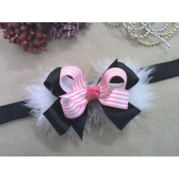 HEADBAND BANDANA BLACK PINK RIBBON