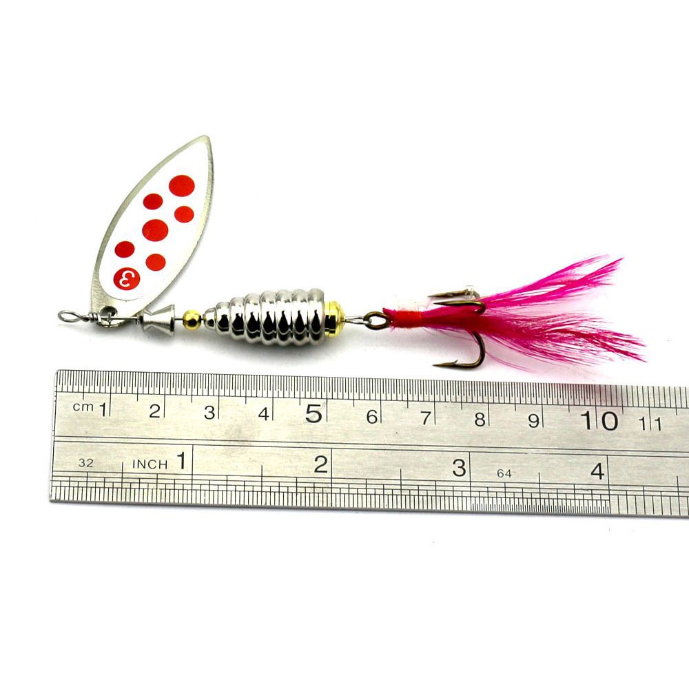 Paillette Metal Fishing Lures Crank Bait Spoon Spinner Feather Treble Hook