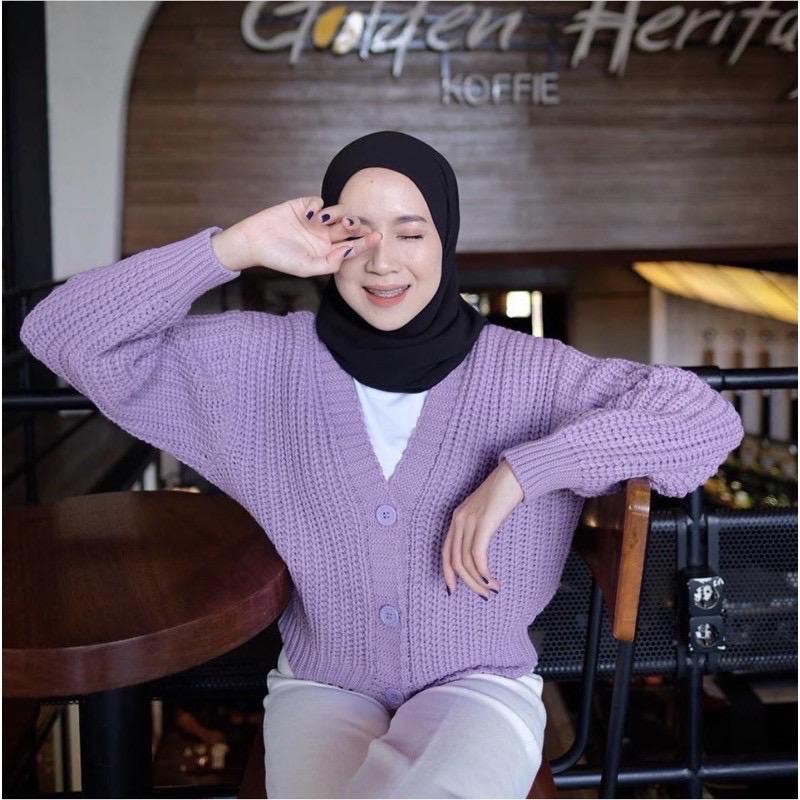 Cardy Lova cardi rajut wanita murah import lengan balon premium