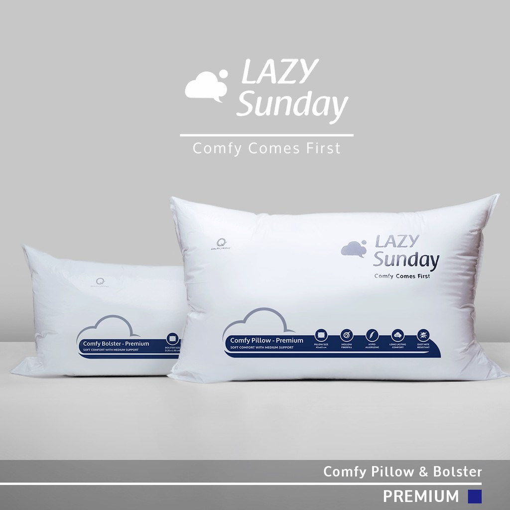 Paket Bundling Bantal &amp; Guling Comfy Premium + Sarung Bantal &amp; Guling - LAZY Sunday