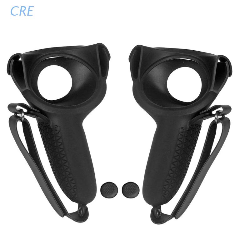 CRE  Touch Handle Controller Grip  Silicone Case -Cover For Oculus Quest 2 Anti-Throw Controller Handle Protective Sleeve Skin with Adjustable Wrist Knuckle Strap VR Accessories