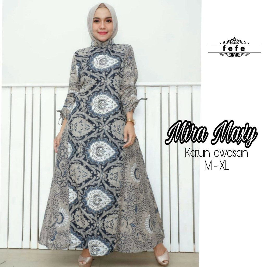 BAJU BATIK WANITA MODEL GAMIS KATUN LAWASAN MIRA MAXY TERBARU