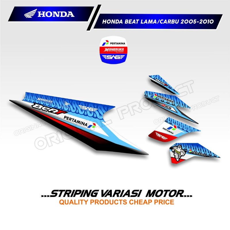 Striping stiker variasi motor HONDA BEAT KARBU lis model PERTAMINA MANDALIKA
