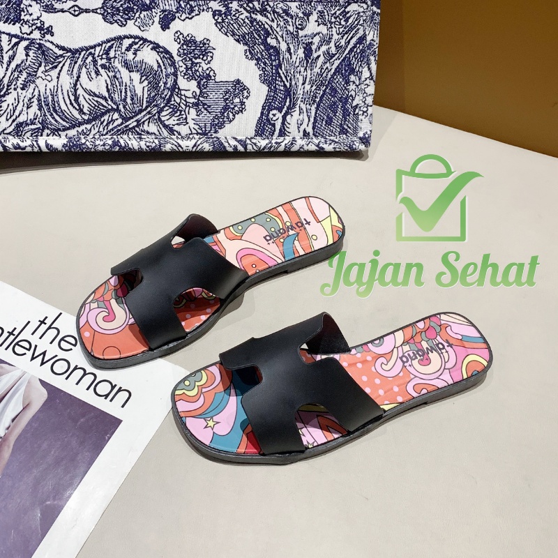 Sandal Tawana Women Slip On Sendal Slop Abstract Wanita 2022-1