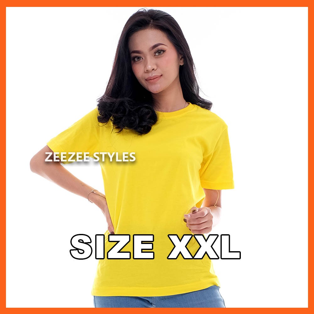 XXL Baju Kaos Polos Distro Ori Pria Wanita Cotton Combed 30s Lengan Pendek Cowok Cewek Kuning Kenari