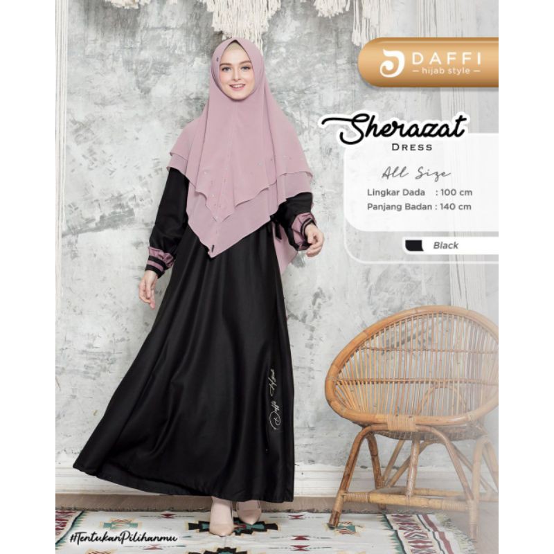 Set Sherazat Bahan Toyobo fodu premium/Gamis + Hijab ori Daffi