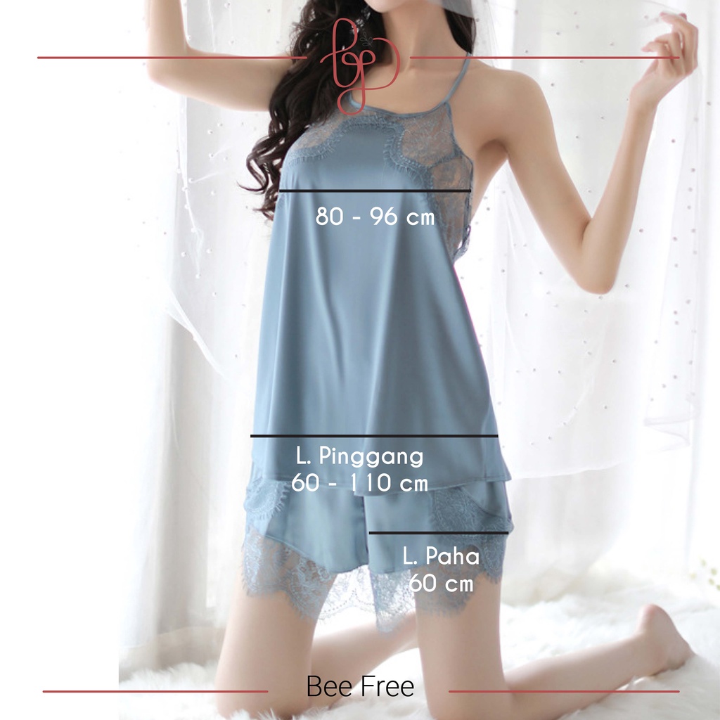 MOLA Setelan Wanita Baju Tidur Wanita Dewasa Sexy Piyama Size Lingerie Set Bikini Baju Haram Wanita Satin Premium Atasan dan Celana-2