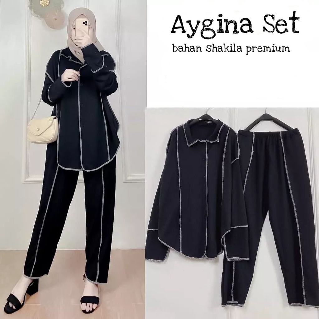 ✔COD✔ AYGINA SET JUMBO / BAJU STELAN JUMBO WANITA TERBARU / SET GUMMY KID / SET AYGINA KEMEJA JUMBO SETELAN KEMEJA WANITA SHAKILA PREMIUM BAJU WANITA CASUAL ONE SET KEMEJA 6 WARNA