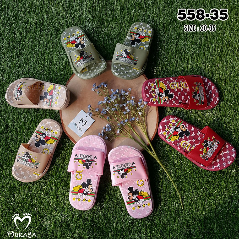 Sandal Slop Karet Jelly Anak Cewek Motif Mickey GC Cantik Lucu Imut Import Mokaya / Size 30-35 (558-35)