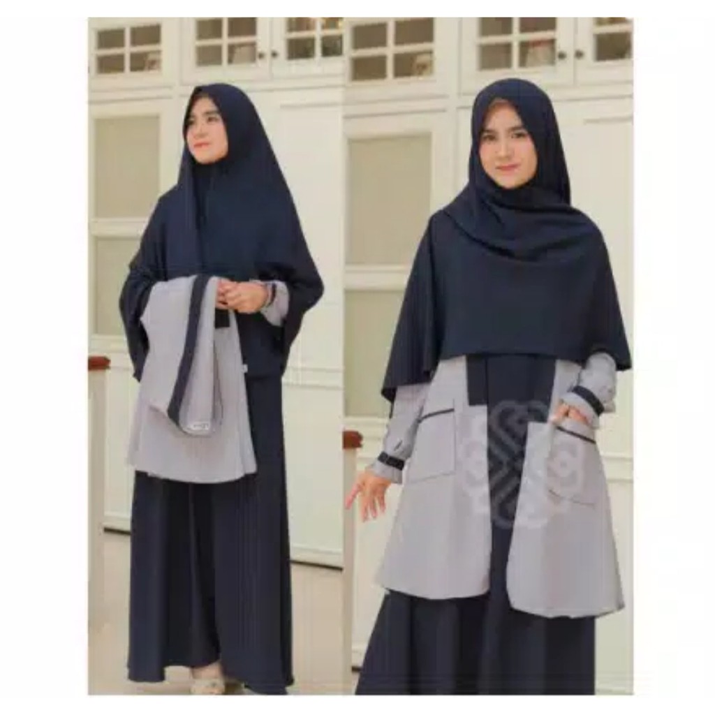 ( Bisa COD ) Elbina Set Gamis + Outer Only M L XL | Fashion Muslim | Bahan Moscrepe HQ