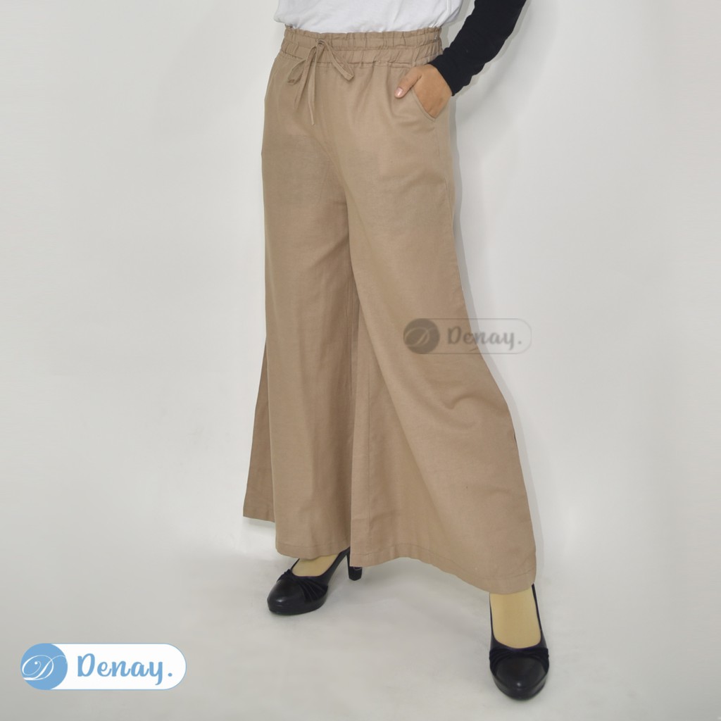 TOKODENAY - Celana Kulot Aira Rami - Cullote Linen Premium - Fashion muslim-MOCCA