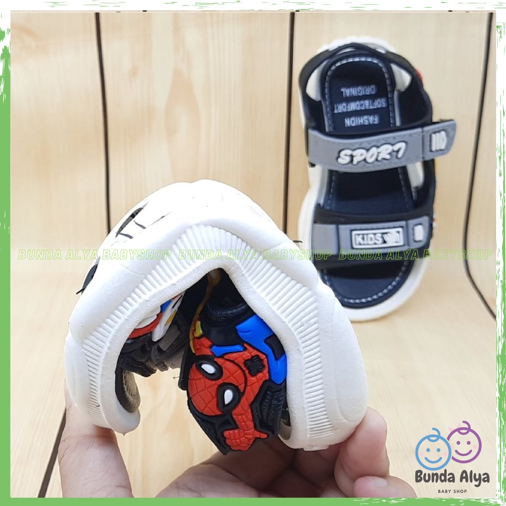 Sendal Anak Laki IMPORT Usia 1 2 Tahun ABU Model Tali Velcro - Sepatu Sandal Anak Model Keren Bahan Karet Elastis Anti Licin Nyaman Dipakai Size 21 - 30