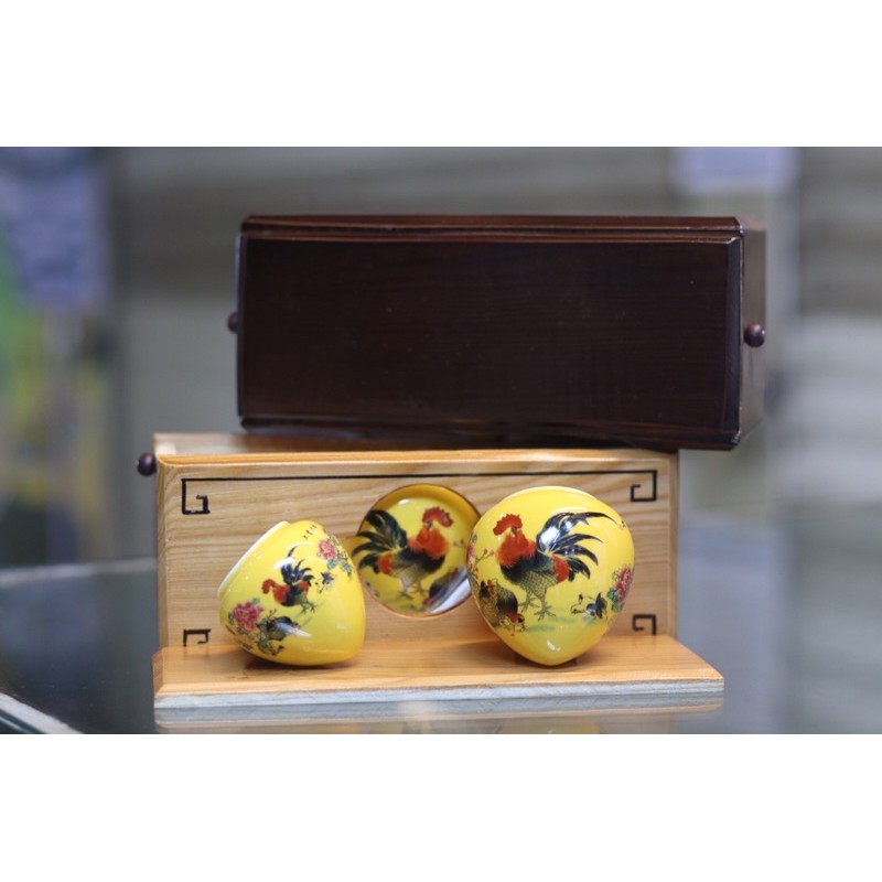 cepuk keramik cungko set box kayu tempat makanan burung kicau