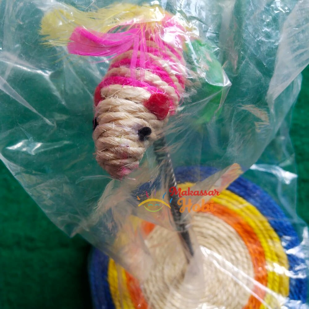 Mainan Kucing Per Tikus Tempel Tapak Anyam Bulat Anak Kitten Puppy Toy