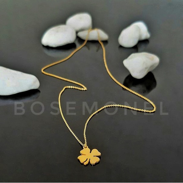 KALUNG LIONTIN MONEL ANTI KARAT LAPIS EMAS MODEL CLOVER