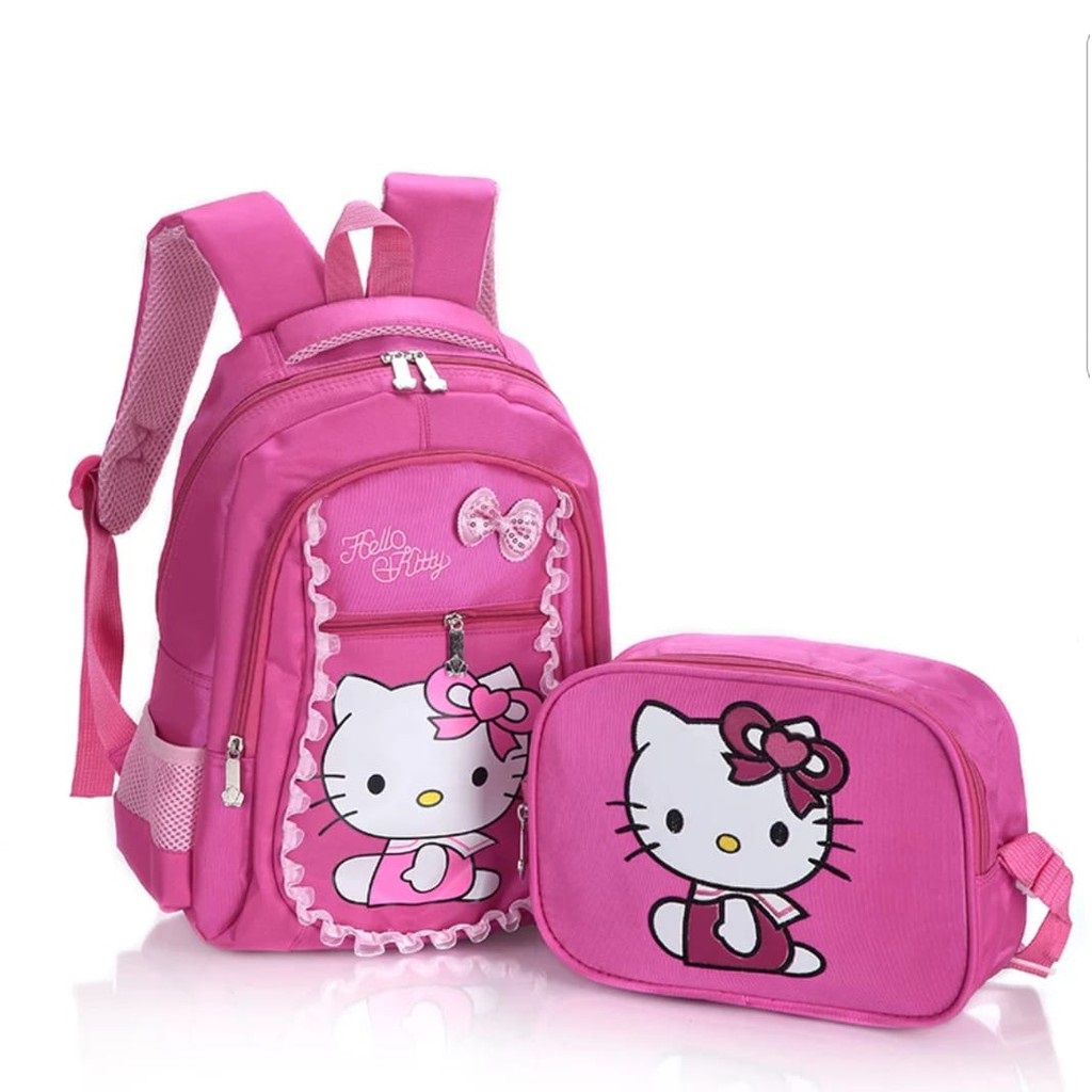 BATOSAI HELLOKITY RENDA - Tas Ransel Anak Perempuan Bahan Dinnir Tahan Air Tas Wanita Sablon Hello Kitty