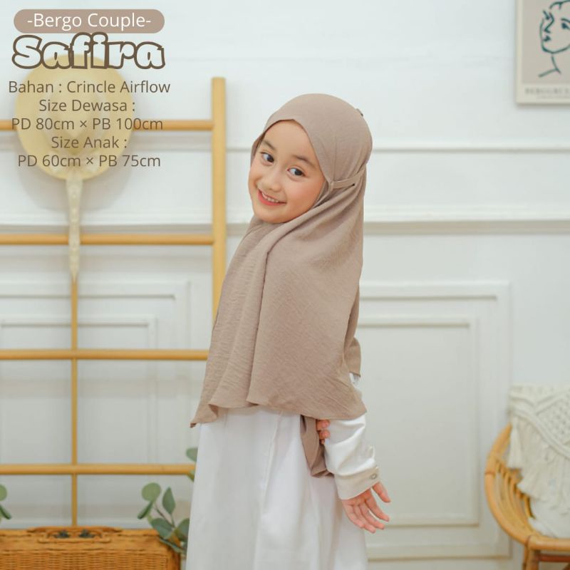 BeautyOne - Hijab Bergo Tali Safira Jumbo Jilbab Bergo Tali Ibu &amp; Anak Bahan Katun Crincle Airflow Nyaman Dipakai | Bisa Cod