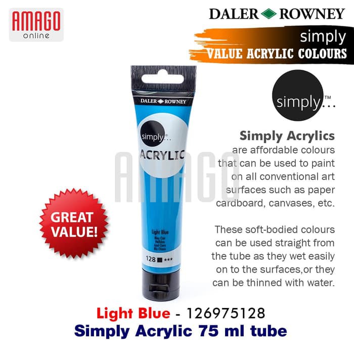 DALER-ROWNEY - SIMPLY ACRYLIC PAINT 75 ML - LIGHT BLUE - 126975128