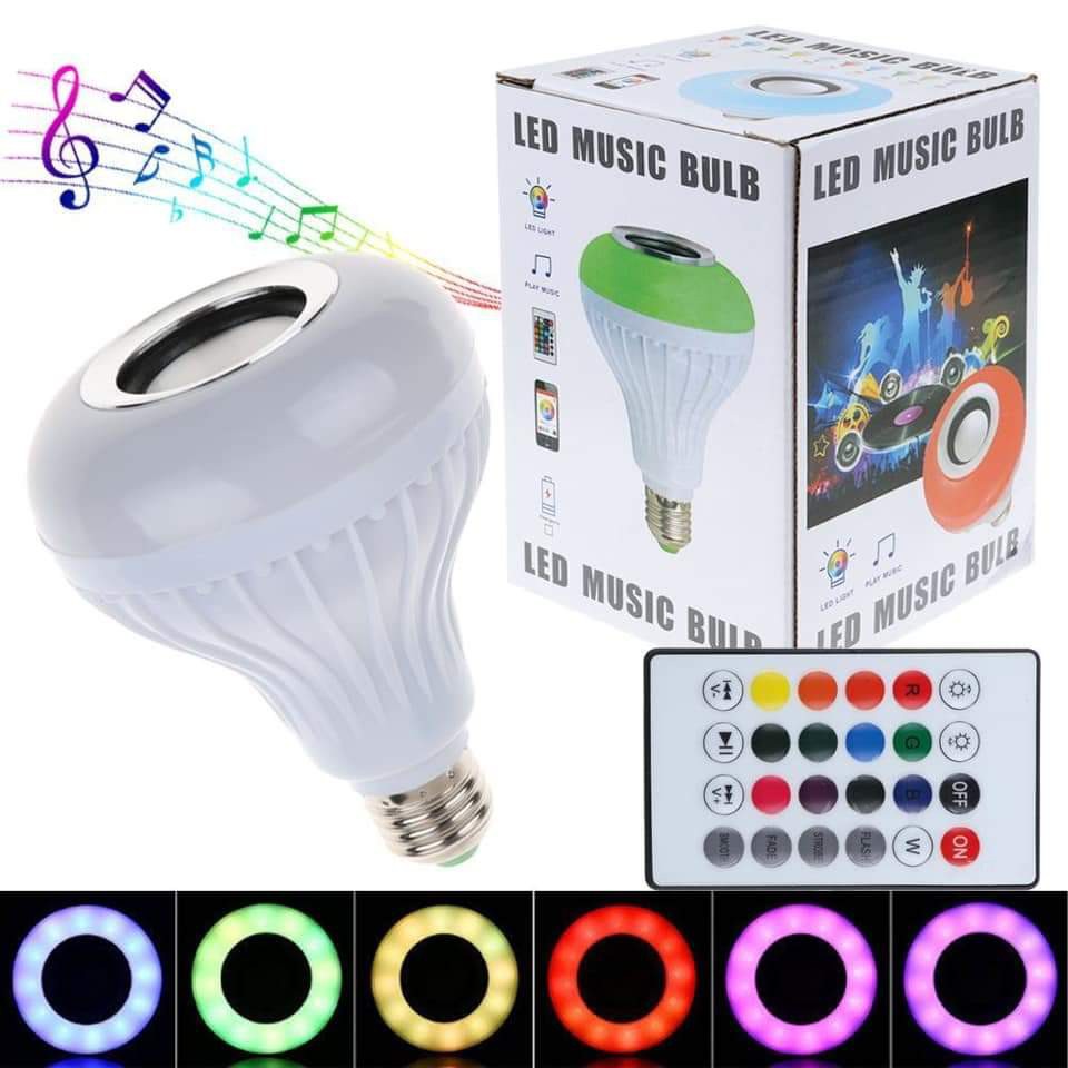 Bohlam Lampu Led Rgb E27 12w Dengan Speaker Wireless Bluetooth + Aplikasi Remote Control