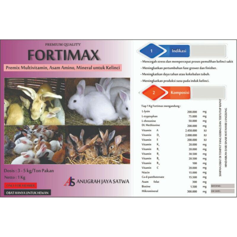 Premix Kelinci Multivitamin Fortimax 1kg