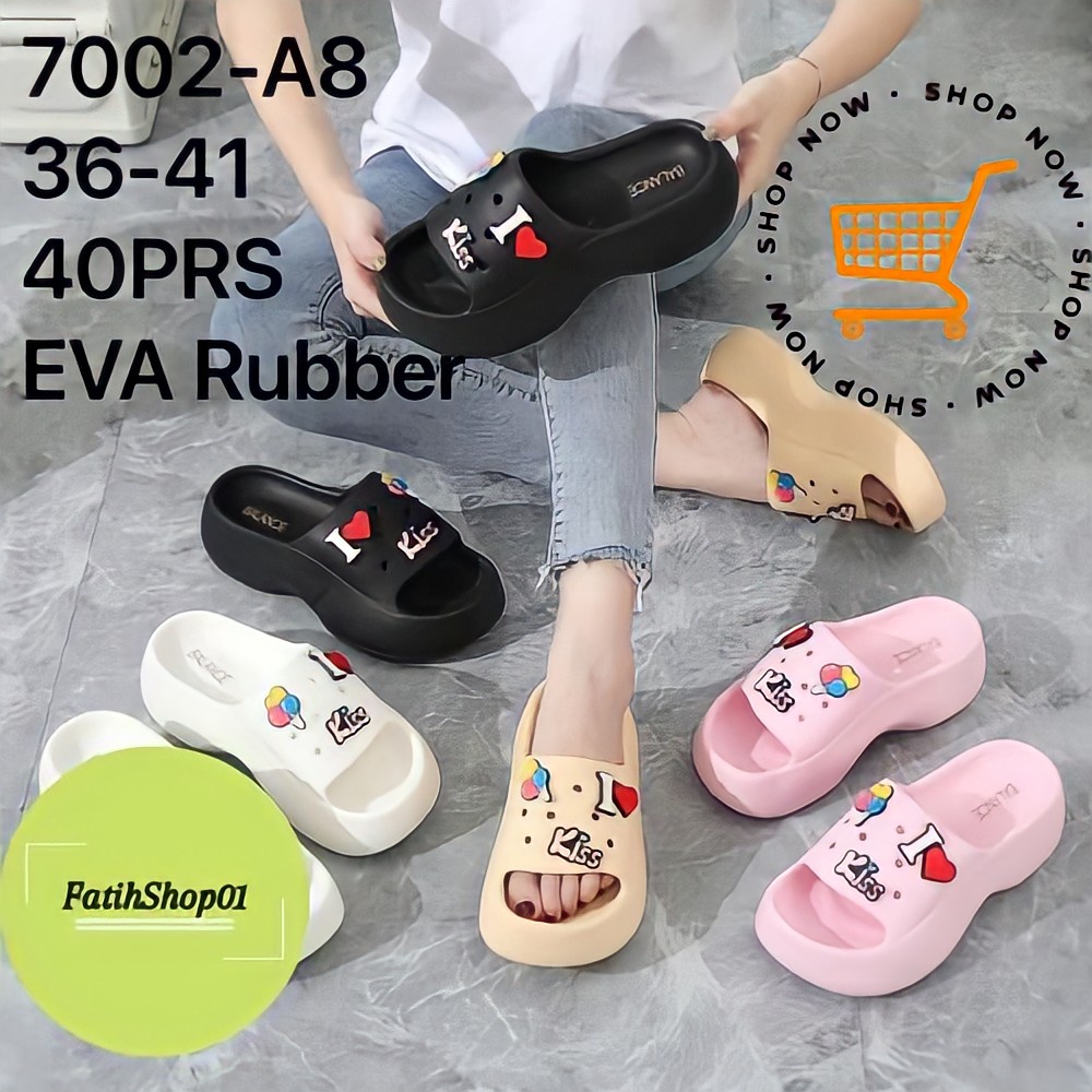 Sandal selop wedges wanita / 7002-A8 ( 36-41 ) / Sandal import terlaris / EVA RUBBER BALANCE