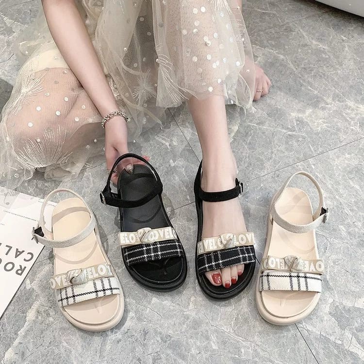 WEDGES SANDAL WANITA KOREA / SANDAL WEDGES HURUF TERBARU