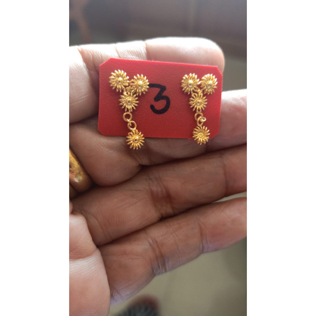 ACC anting bunga kombinasi/anting emas wanita/anting emas 24 karat kadar 99.9% 3gram