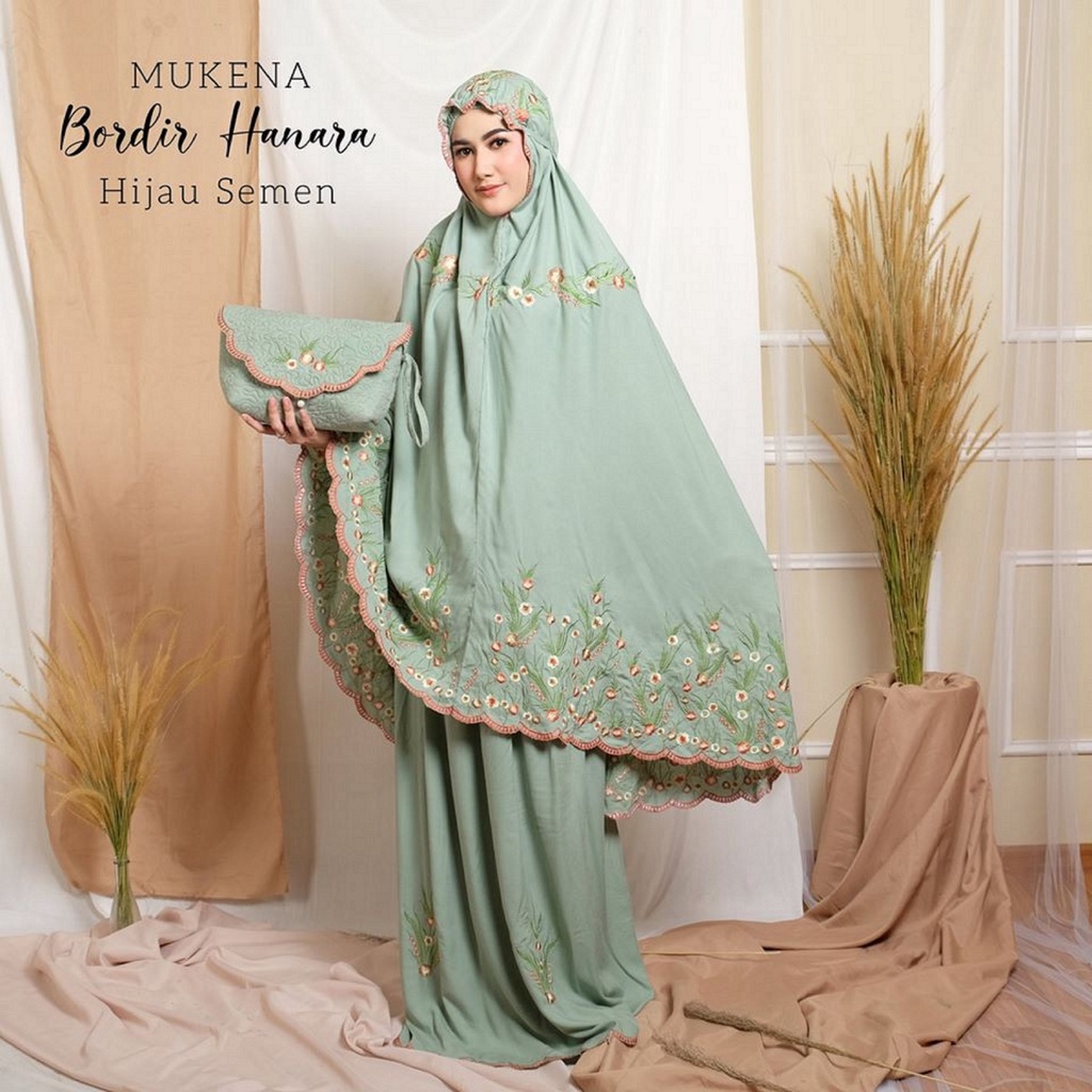 MUKENA DEWASA JUMBO KATUN RAYON BORDIR HANARA PREMIUM TRAVEL PROMO MURAH FREE TAS